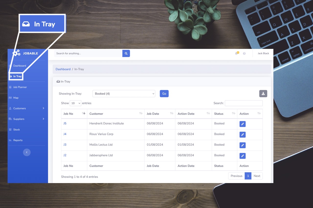 The unique In-Tray system of Jobable
