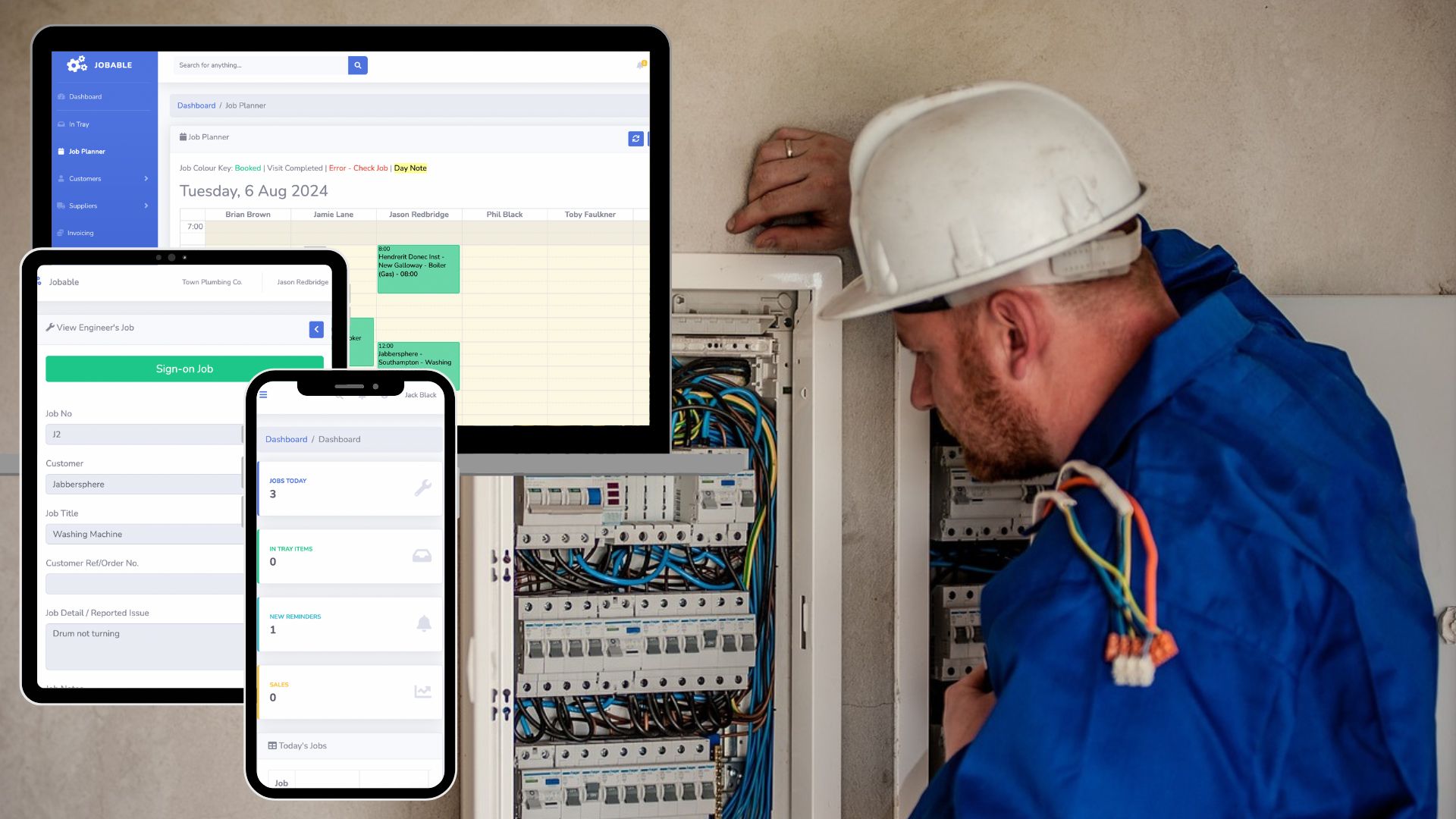 Service engineer management software for electricians
